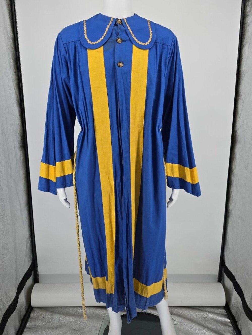 Vintage 1970s Handmade Blue/Gold Theatrical Costume/ Medieval Choir Robe (OSFM)